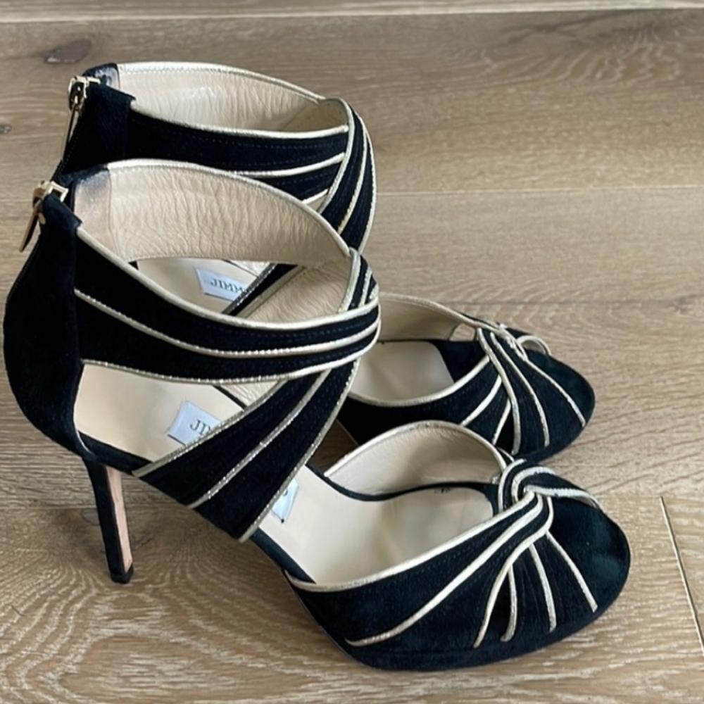 Jimmy Choo kai suede zip up heels.
